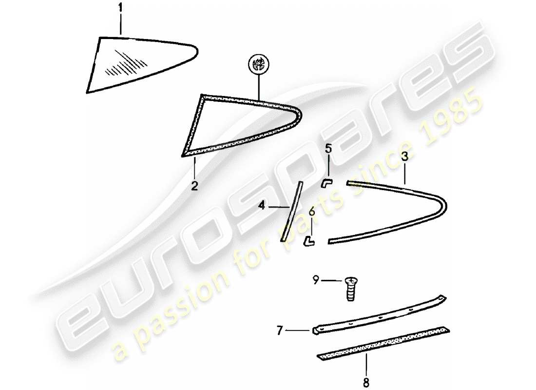 Porsche 911 (1979) WINDOW GLAZING Part Diagram