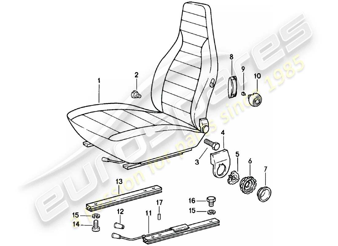 Porsche 911 (1979) FRONT SEAT - COMPLETE Part Diagram