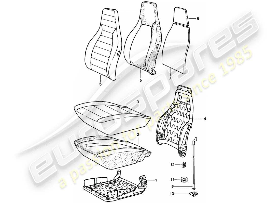 Porsche 911 (1979) FRONT SEAT - SINGLE PARTS Part Diagram