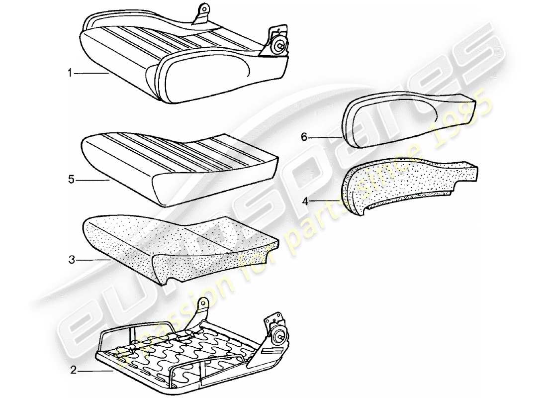 Porsche 911 (1979) SPORTS SEAT - SEAT CUSHION - SINGLE PARTS - D - MJ 1981>> Part Diagram