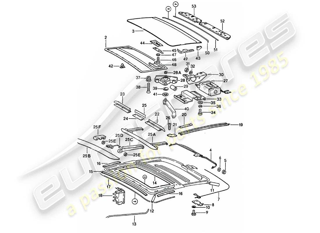 Porsche 911 (1979) SUNROOF Part Diagram