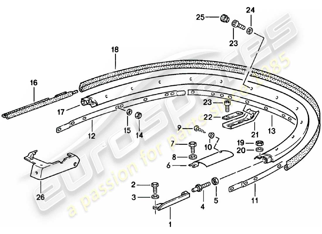 Porsche 911 (1979) CONVERTIBLE TOP - BRACKET - SINGLE PARTS Part Diagram