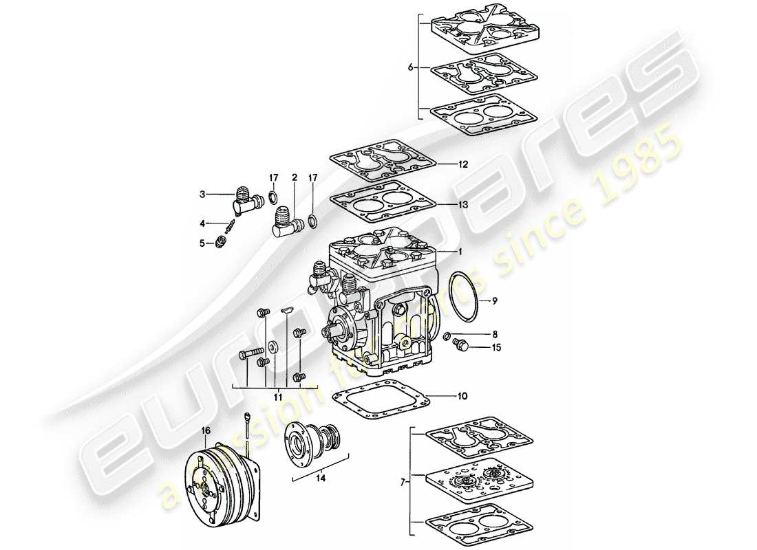 Porsche 911 (1979) SUPPLIER - YORK - COMPRESSOR Part Diagram