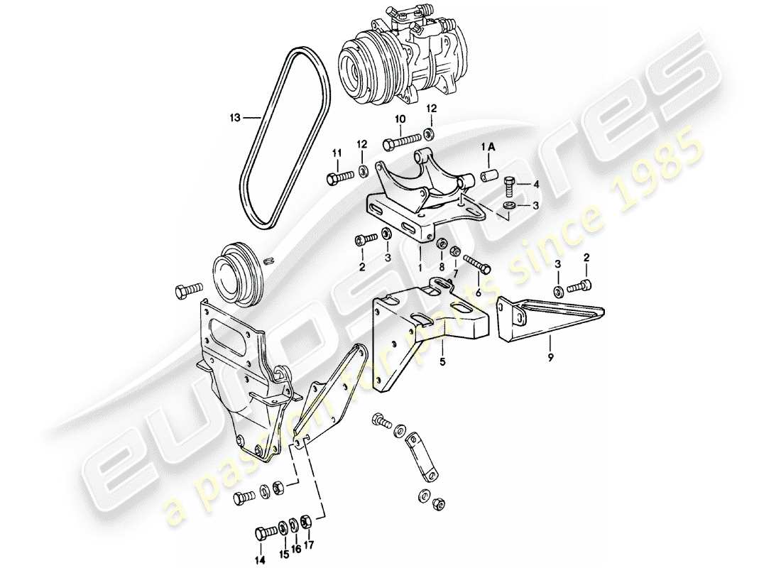 Porsche 911 (1979) SUPPLIER - NIPPONDENSO - COMPRESSOR - MOUNTING - AND - DRIVING MECHANISM Part Diagram