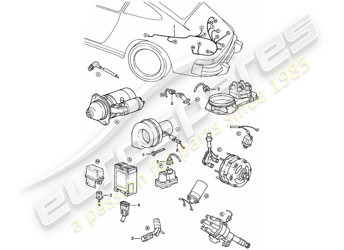 Porsche 911 (1979) WIRING HARNESSES - ENGINE Part Diagram