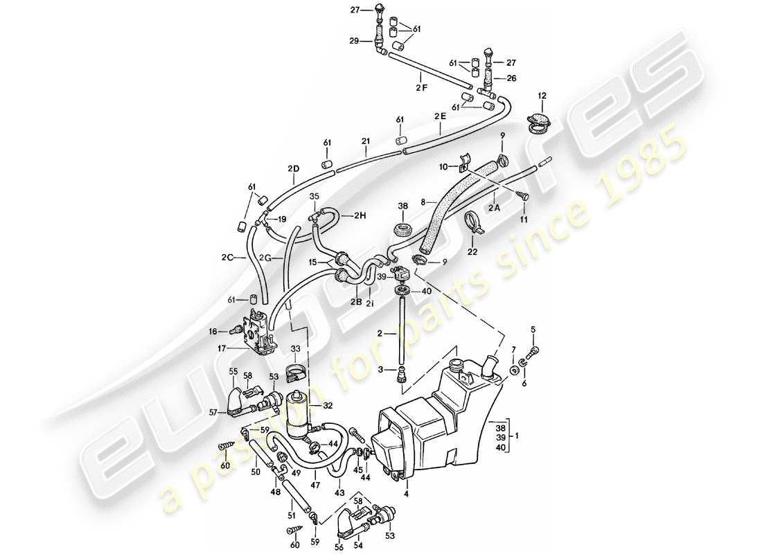 Porsche 911 (1979) windshield washer unit - HEADLIGHT WASHER SYSTEM - D >> - MJ 1979 Part Diagram