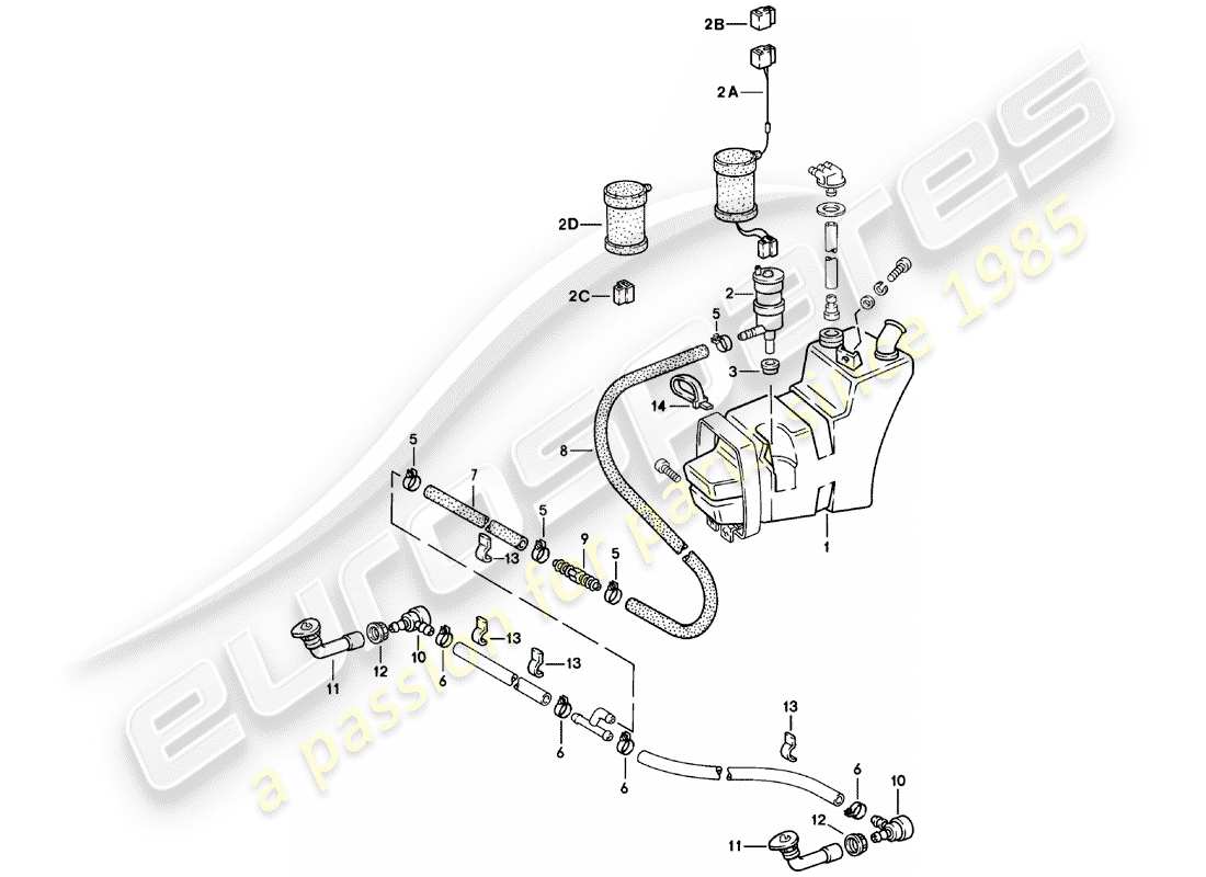 Porsche 911 (1979) windshield washer unit - HEADLIGHT WASHER SYSTEM - D - MJ 1980>> Part Diagram