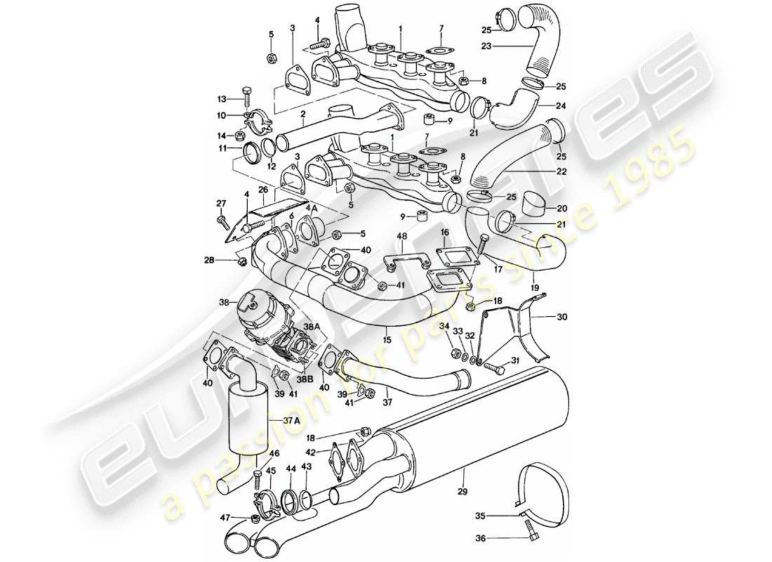 Porsche 911 (1980) Exhaust System Part Diagram