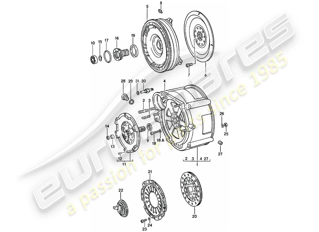 Porsche 911 (1980) TORQUE CONVERTER - CONVERTER HOUSING - SPM Part Diagram