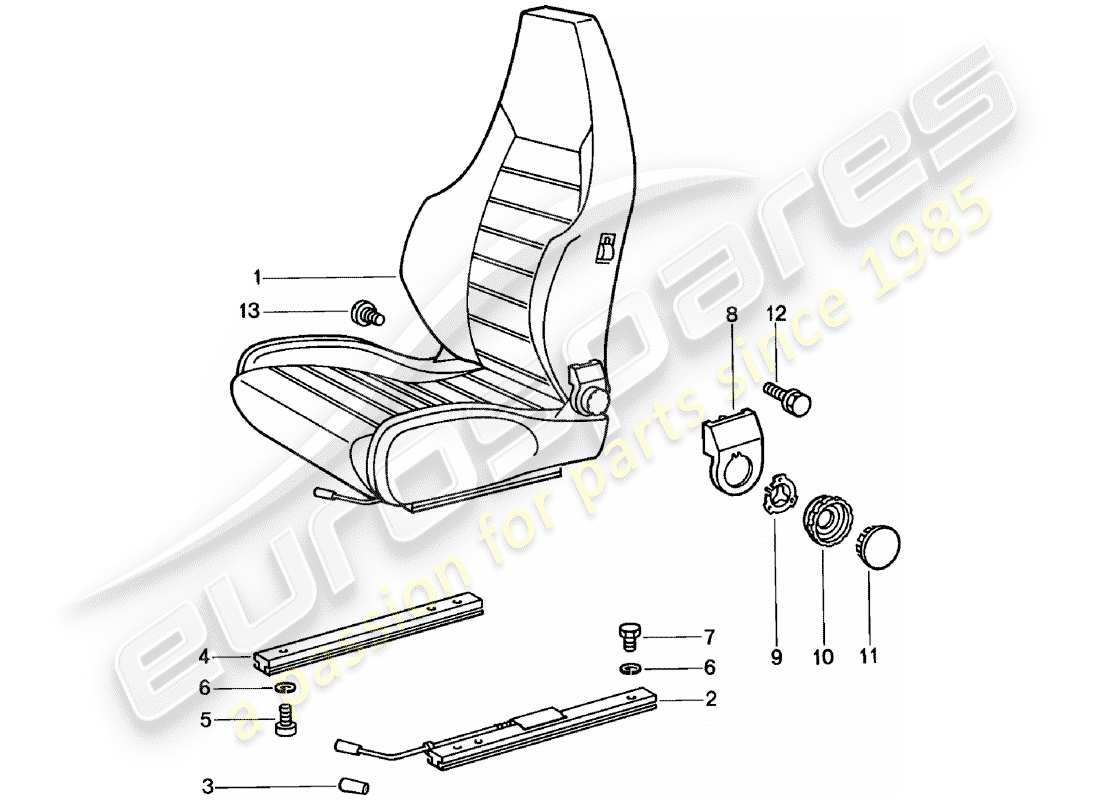 Porsche 911 (1980) SPORTS SEAT - COMPLETE - D - MJ 1981>> Part Diagram