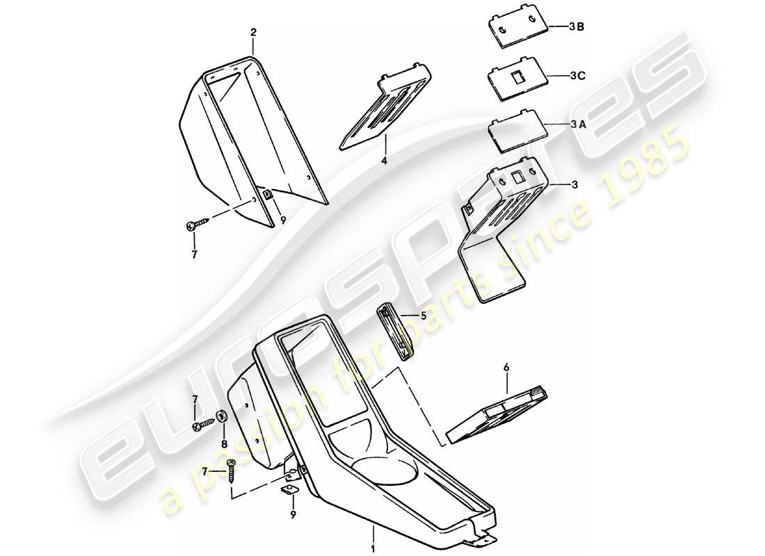 Porsche 911 (1980) CENTER CONSOLE Part Diagram