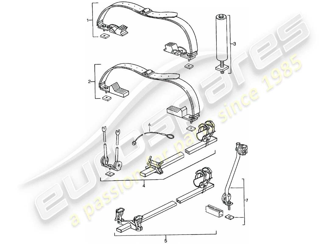 Porsche 911 (1981) ROOF TRANSPORT SYSTEM - - 2 - Part Diagram