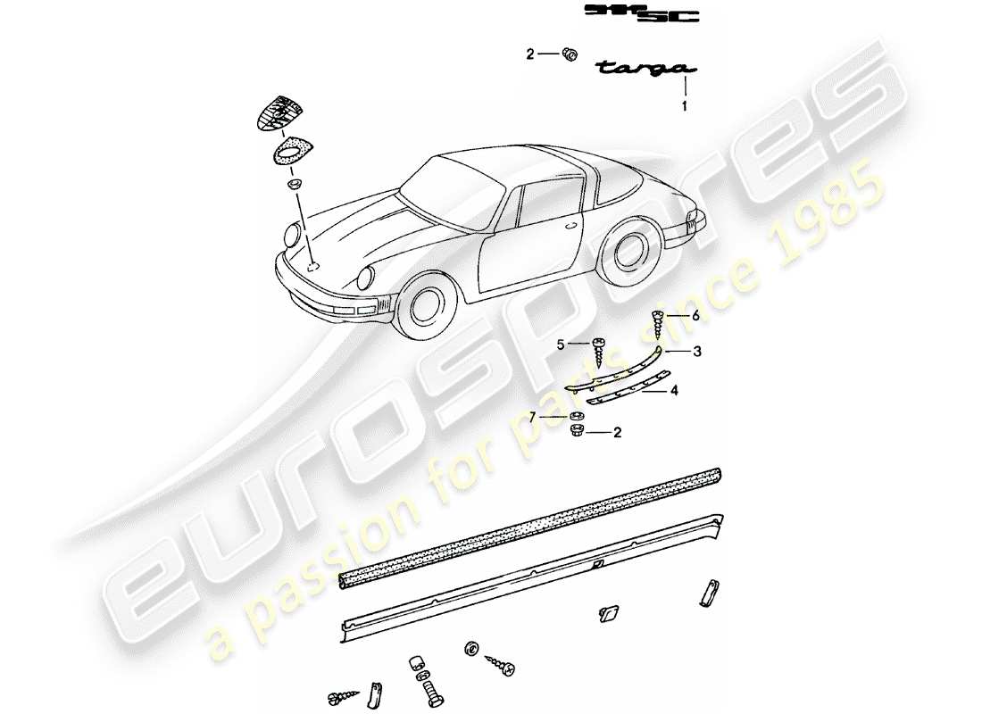 Porsche 911 (1981) DECORATIVE FITTINGS Part Diagram