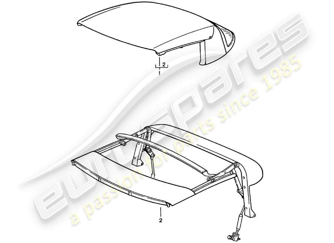 Porsche 911 (1981) CONVERTIBLE TOP - TOP FRAME - MANUALLY Part Diagram