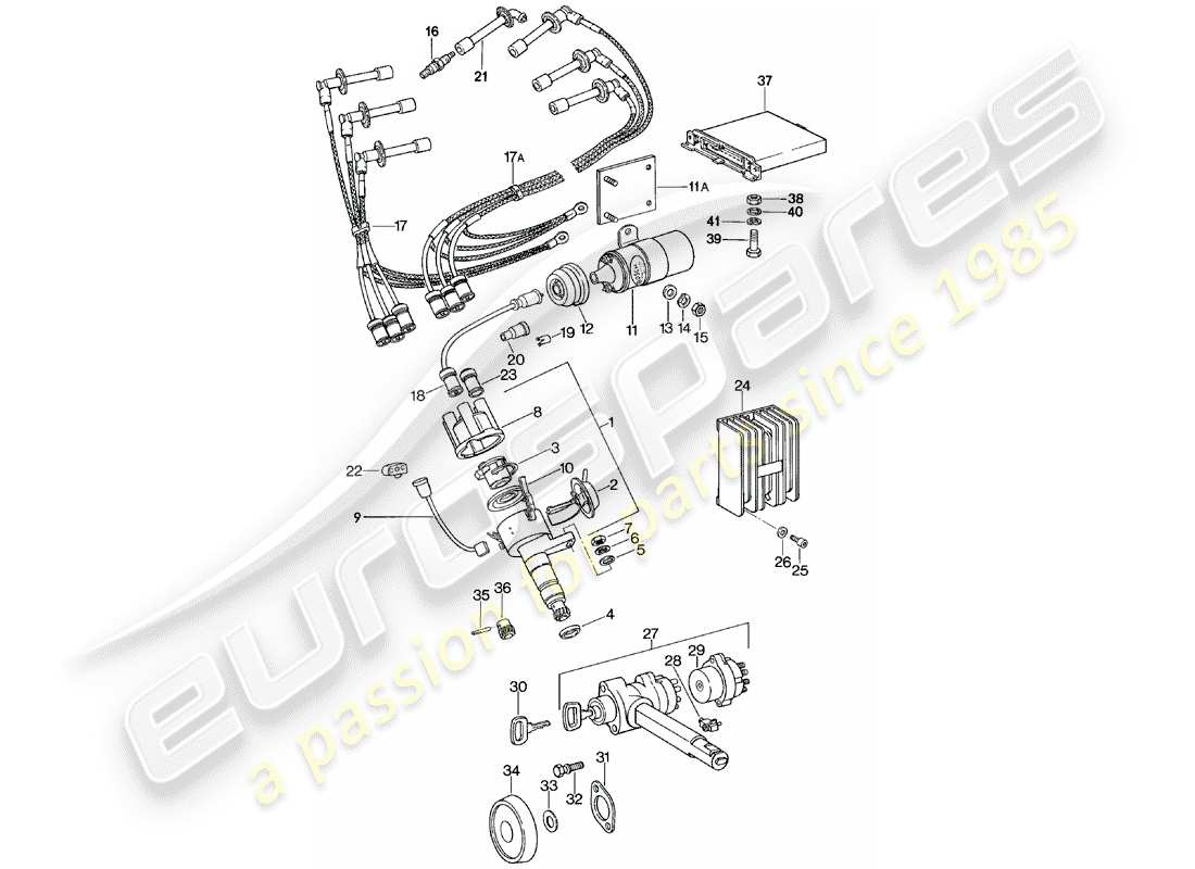 Porsche 911 (1981) ENGINE ELECTRICS - STEERING LOCK Part Diagram