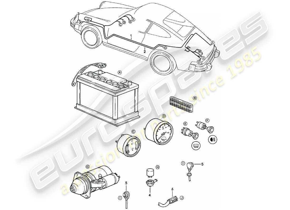 Porsche 911 (1981) wiring harnesses Part Diagram