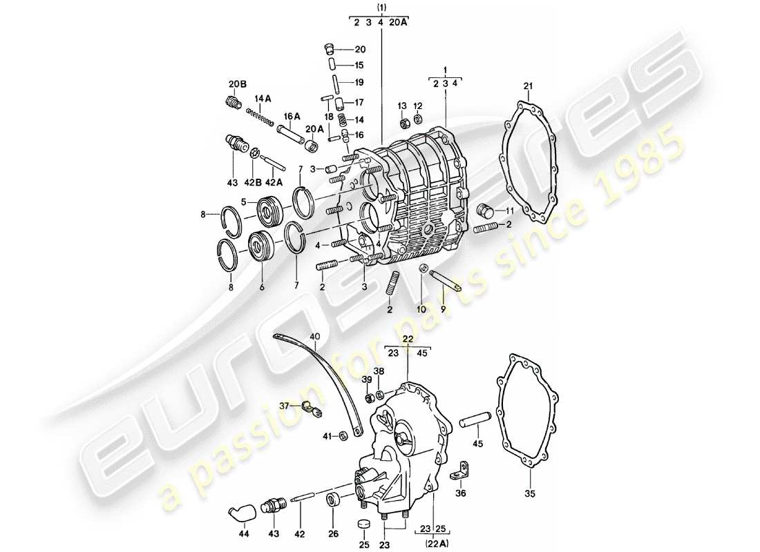 Porsche 911 (1982) GEAR HOUSING - TRANSMISSION COVER Part Diagram