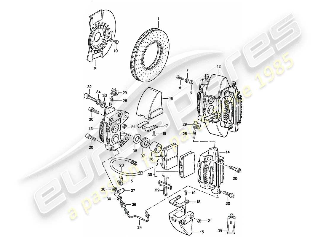 Porsche 911 (1984) BRAKE - FRONT AXLE Part Diagram