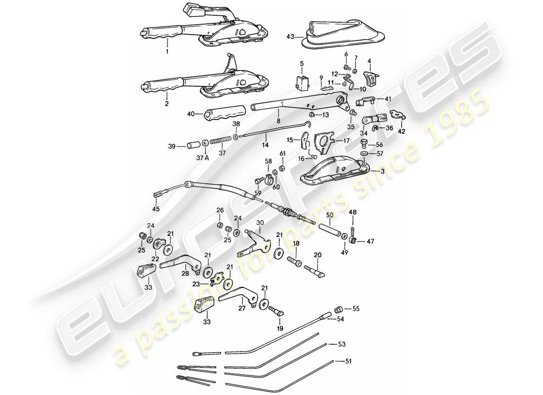 Porsche 911 (1984) HAND BRAKE LEVER - OPERATING LEVER - FOR - HEATER Part Diagram