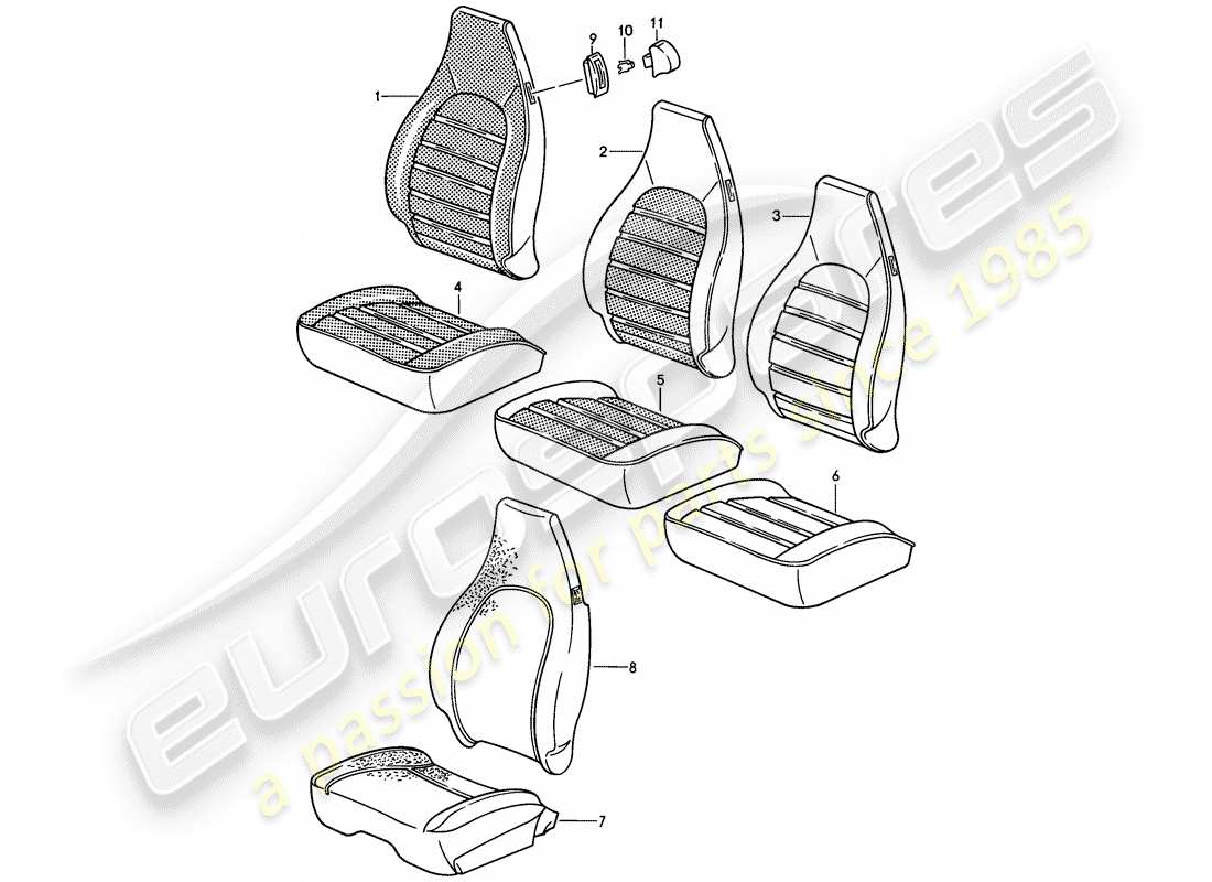 Porsche 911 (1984) FRONT SEAT - COVER - D - MJ 1985>> Part Diagram