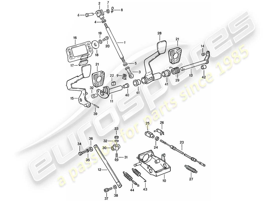 Porsche 911 (1986) Pedals Part Diagram