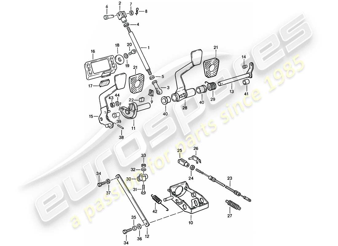 Porsche 911 (1986) Pedals Part Diagram