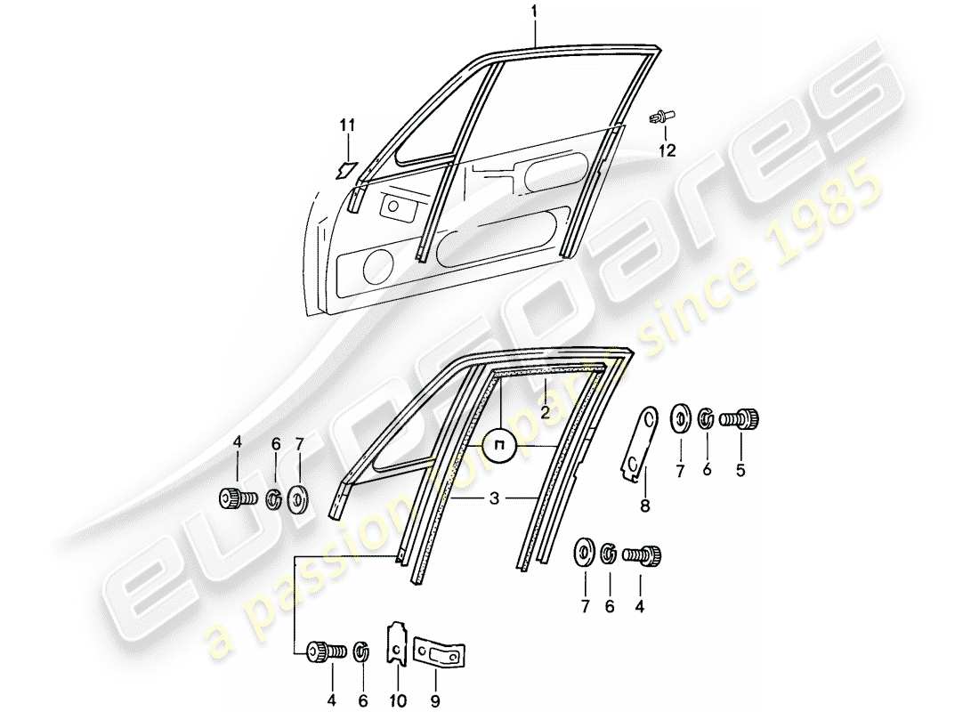 Porsche 911 (1986) WINDOW FRAME Part Diagram