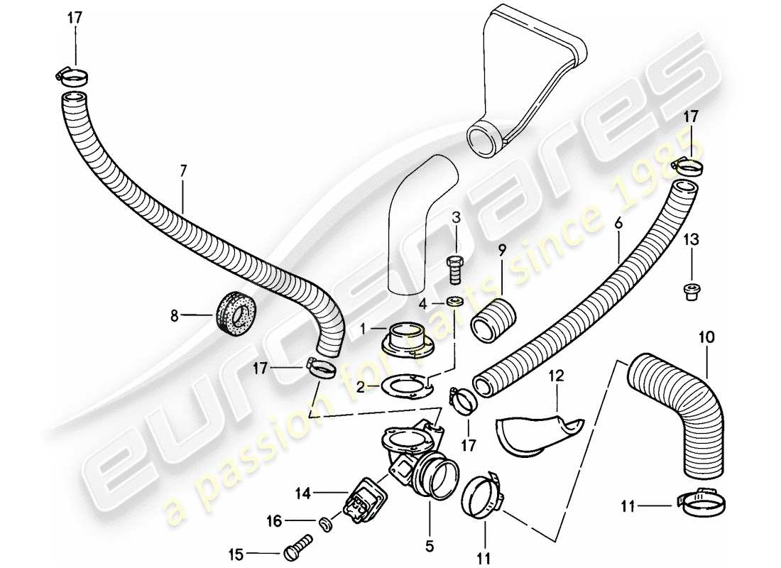 Porsche 911 (1986) cooling air duct Part Diagram