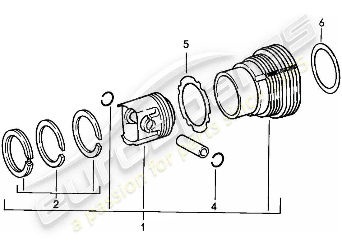 Porsche 911 (1987) CYLINDER WITH PISTONS Part Diagram