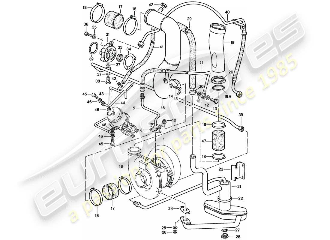 Porsche 911 (1987) TURBOCHARGING Part Diagram