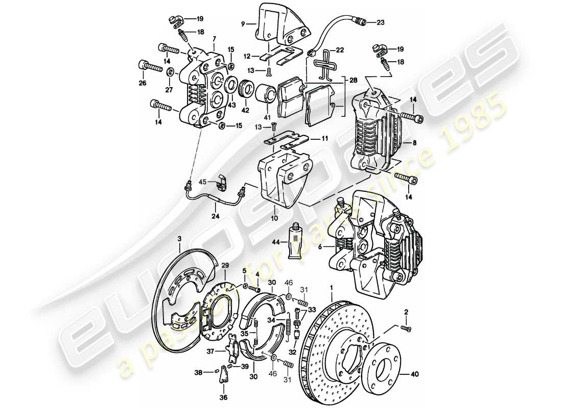 Porsche 911 (1987) BRAKE - REAR AXLE Part Diagram