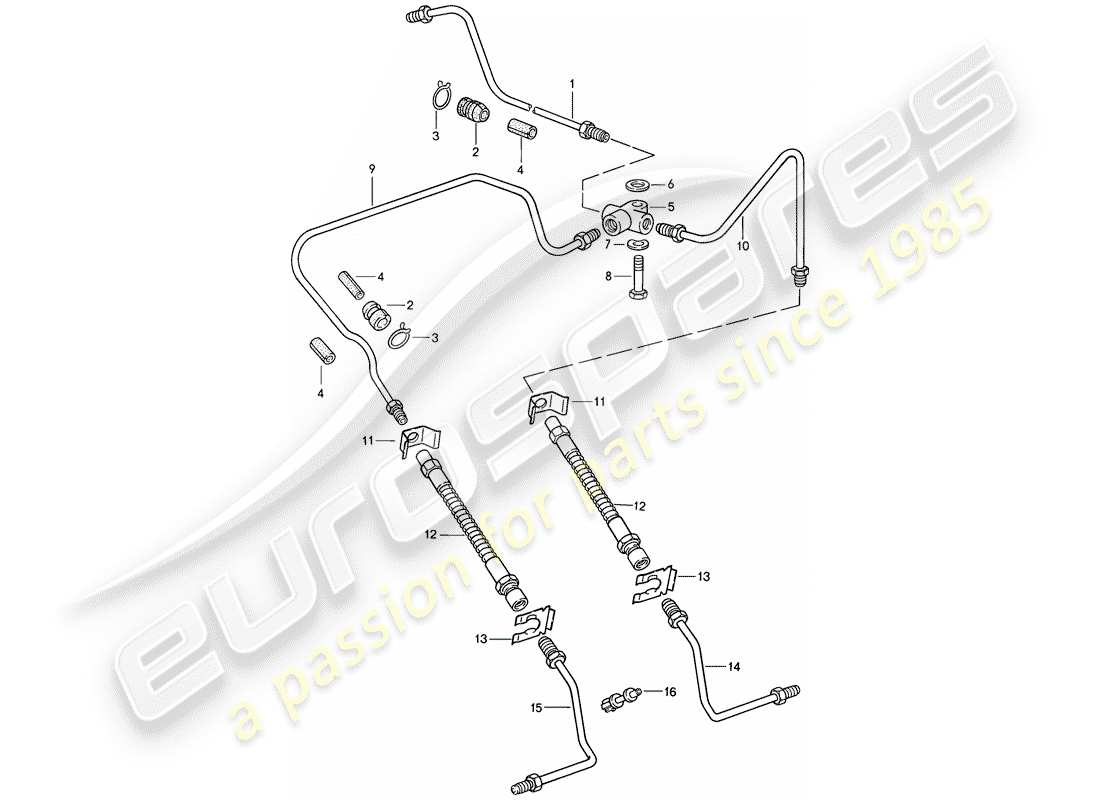 Porsche 911 (1987) brake line Part Diagram