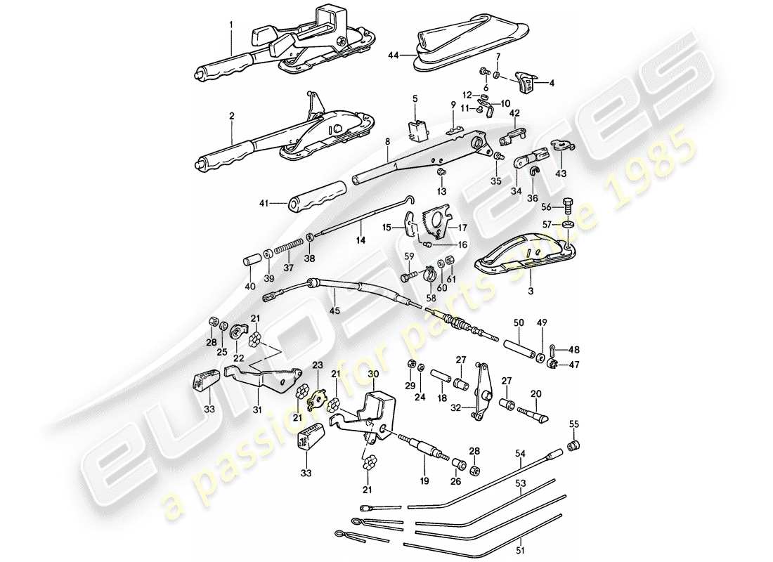 Porsche 911 (1987) HAND BRAKE LEVER - OPERATING LEVER - FOR - HEATER Part Diagram