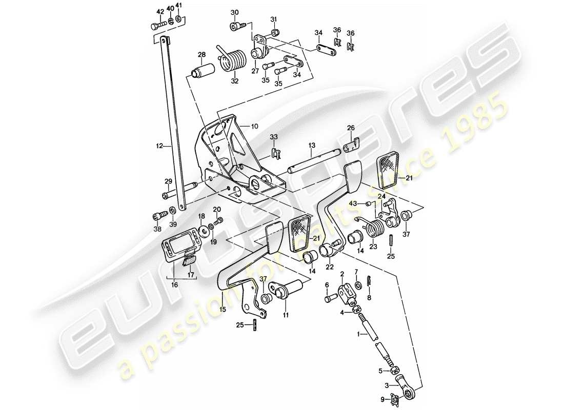 Porsche 911 (1987) Pedals Part Diagram