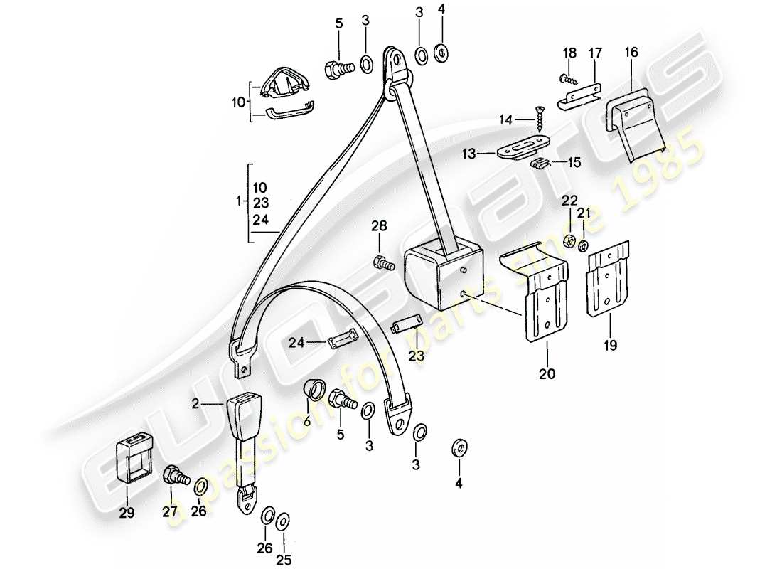 Porsche 911 (1987) SEAT BELT Part Diagram