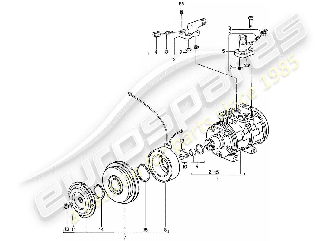 Porsche 911 (1987) COMPRESSOR Part Diagram