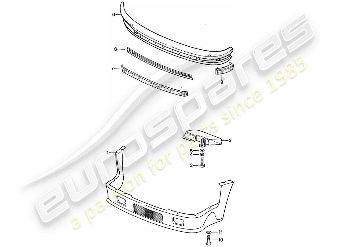 Porsche 911 (1987) SPECIAL MODEL - FLATNOSE DESIGN - EXTERIOR PANELLING - BUMPER - D - MJ 1988>> Part Diagram