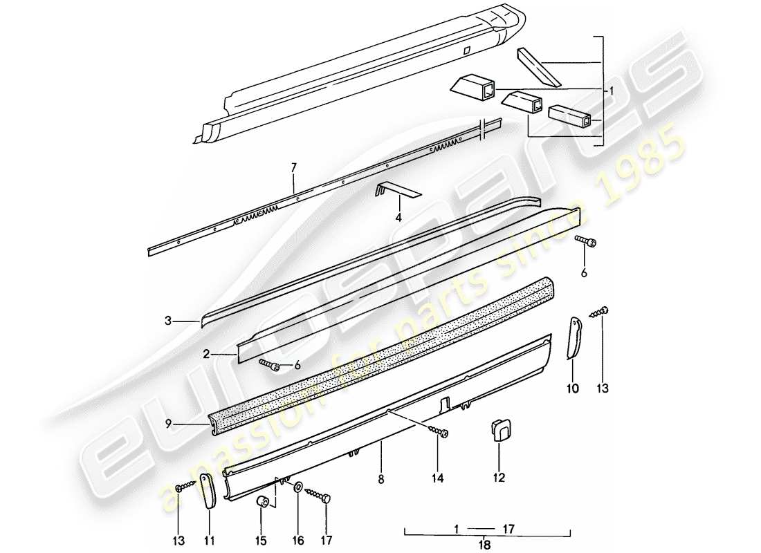 Porsche 911 (1987) SPECIAL MODEL - FLATNOSE DESIGN - EXTERIOR PANELLING Part Diagram