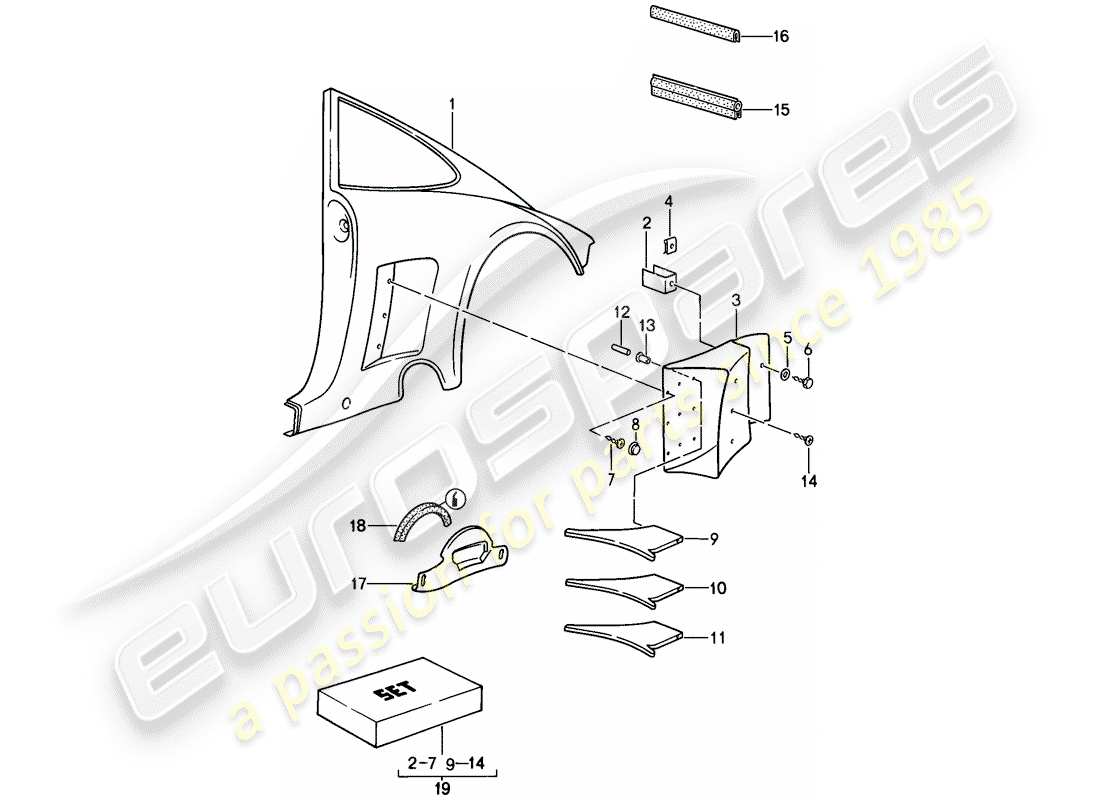 Porsche 911 (1987) SPECIAL MODEL - FLATNOSE DESIGN - EXTERIOR PANELLING Part Diagram