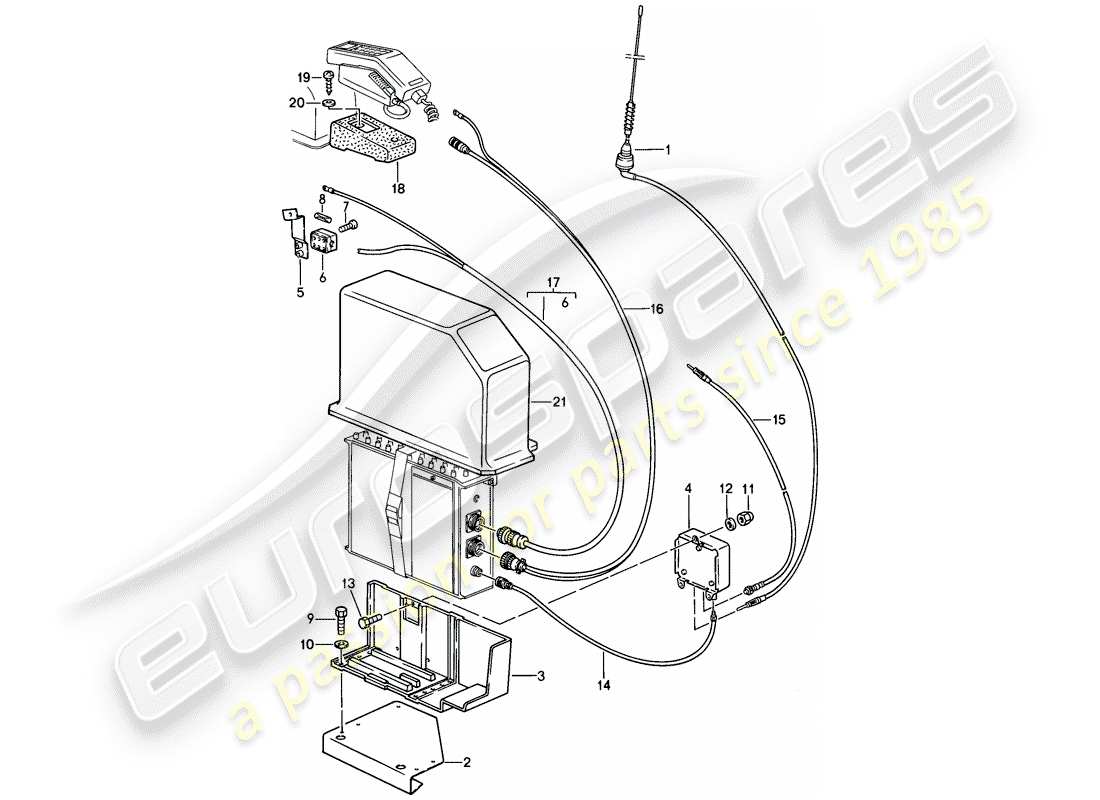 Porsche 911 (1987) phone preparation - D - MJ 1988>> - MJ 1988 Part Diagram