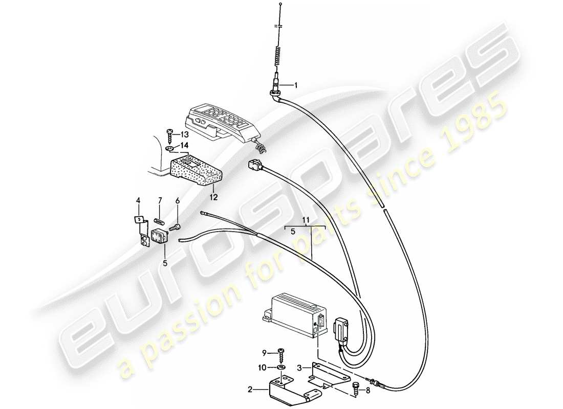 Porsche 911 (1987) phone preparation Part Diagram