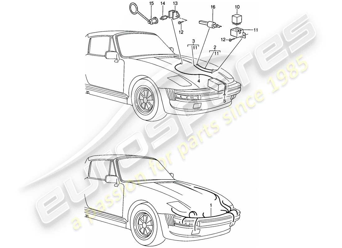 Porsche 911 (1987) SPECIAL MODEL - FLATNOSE DESIGN - WIRING HARNESSES - RELAY Part Diagram