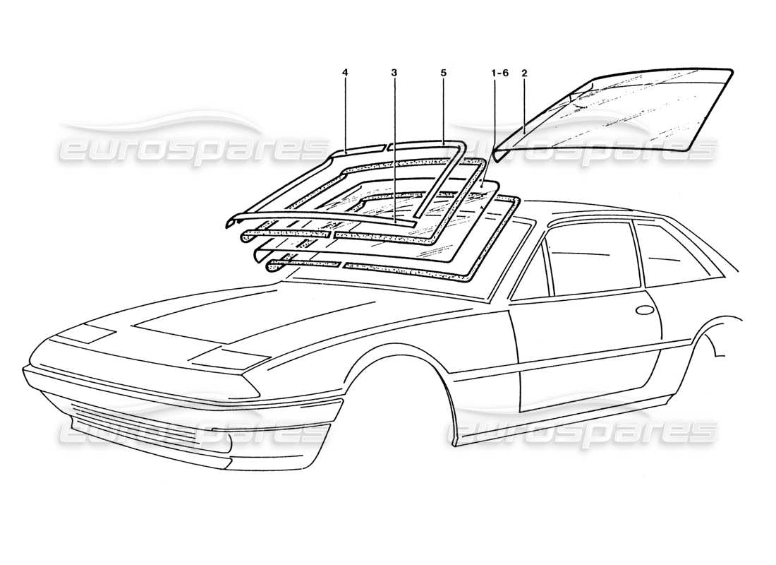 Ferrari 400 GT / 400i (Coachwork) FRONT SCREEN Parts Diagram