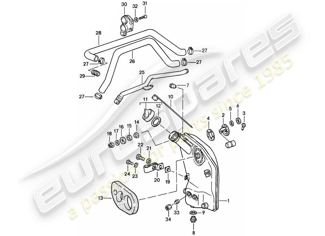 Porsche 911 (1988) ENGINE LUBRICATION - OIL TANK - LINES Part Diagram