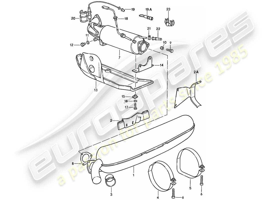 Porsche 911 (1988) Exhaust System Part Diagram