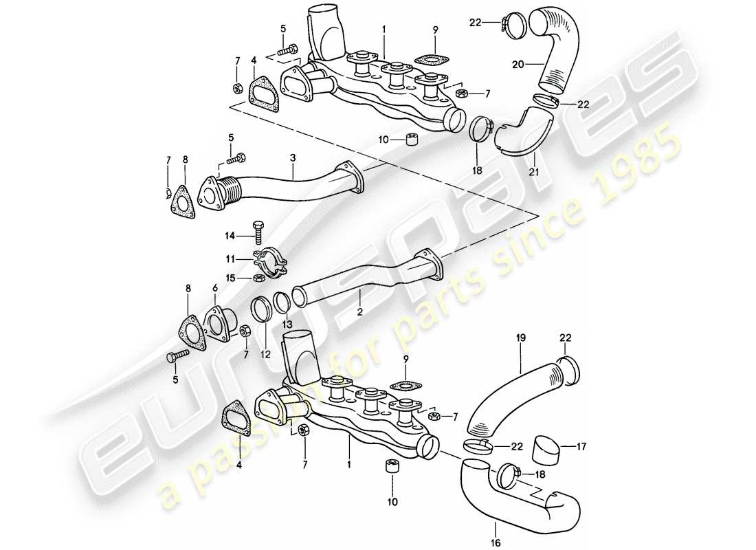 Porsche 911 (1988) Exhaust System Part Diagram