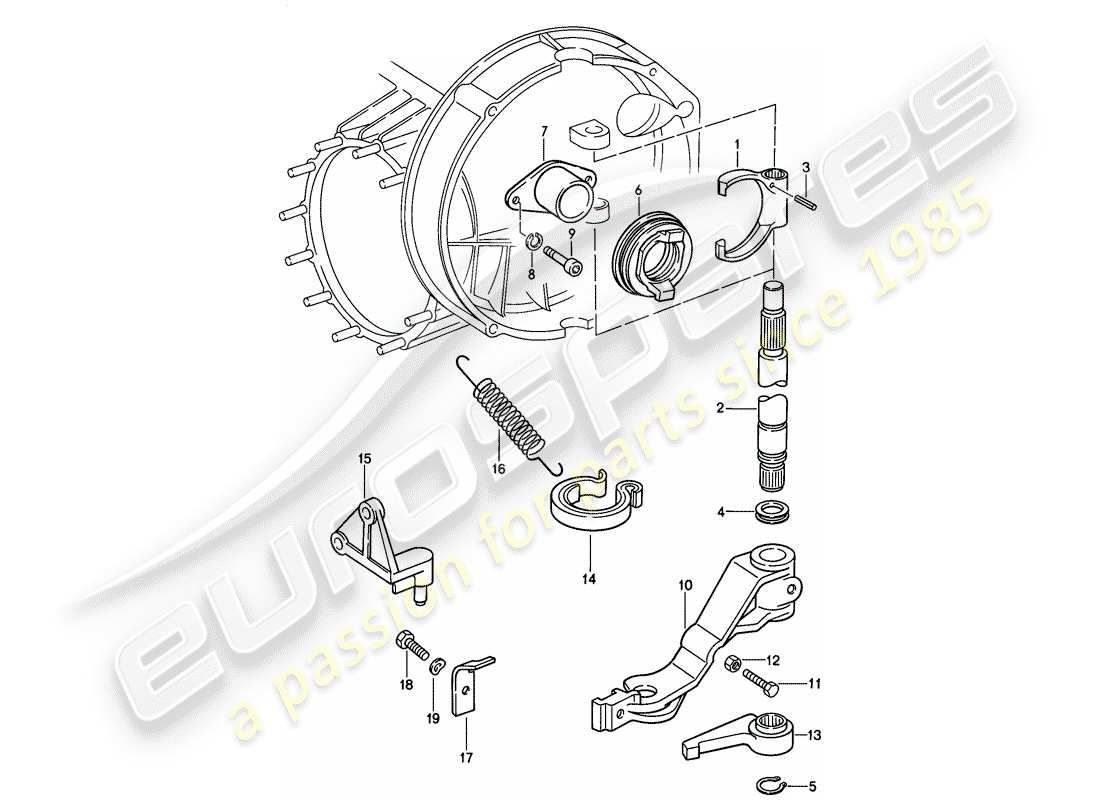 Porsche 911 (1988) CLUTCH RELEASE - MECHANICAL Part Diagram