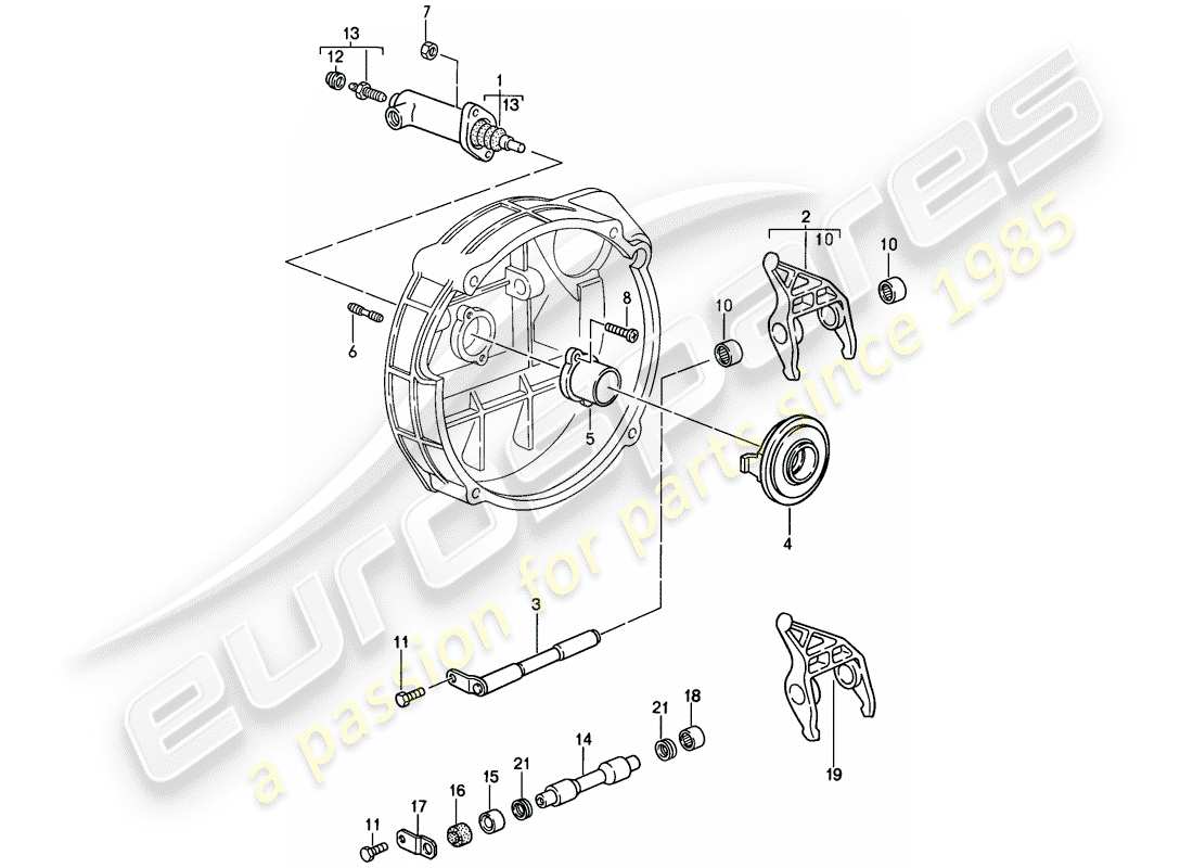 Porsche 911 (1988) CLUTCH RELEASE - HYDRAULIC Part Diagram