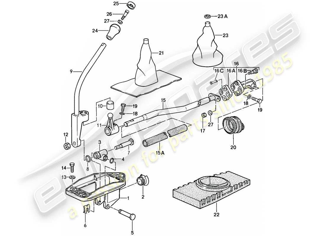 Porsche 911 (1988) transmission control Part Diagram