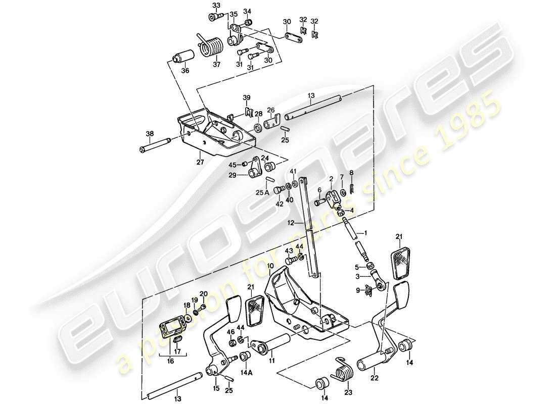 Porsche 911 (1988) Pedals Part Diagram